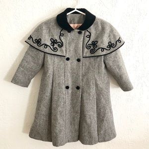 VINTAGE Freeway Embroidered Button Front Wool Coat